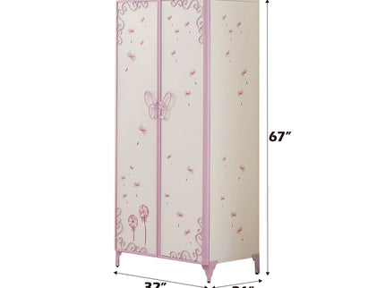 Priya II - Synthetic Leather Purple Wardrobe - Purple / White