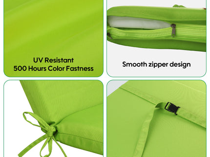 2 Piece Outdoor Chaise Lounge Chair Cushion Set With Pillow, Replacement Patio Seat Cushions - Apple Green