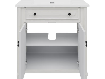 Vintage Bathroom Vanity With Sink, Rustic Cabinet With Soft Close Doors