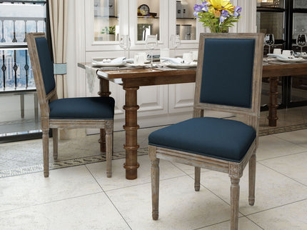 Traditional Style Dining Chair Set With Fabric Upholstery