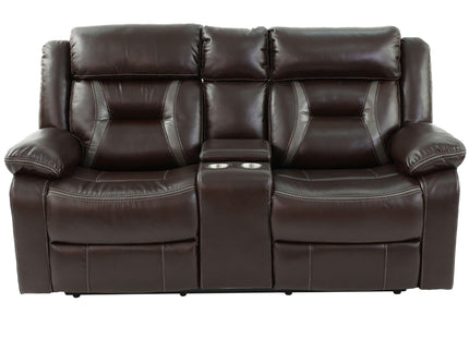 Modern Reclining Loveseat With Console, Cup Holders, Storage