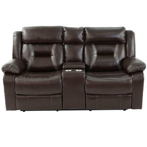 Modern Reclining Loveseat With Console, Cup Holders, Storage