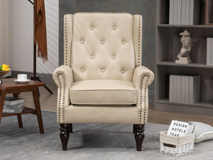 Modern Accent Armchair With Sturdy Wood Legs