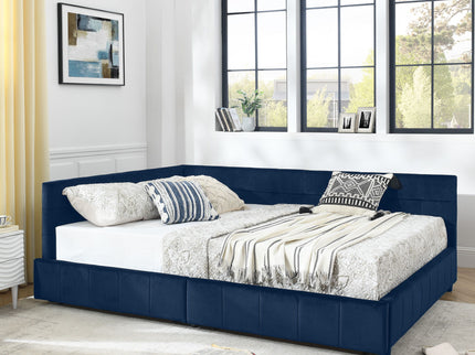 Upholstered Bed Frame With Tufted Backrest And Armrests