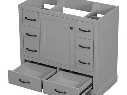 Modern Bathroom Vanity Base Only, 6 Drawer Storage With Adjustable Shelf