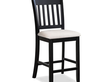 Transitional Rubberwood Dining Room Chairs (Set of 2) With Slatted Back - Black