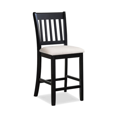 Transitional Rubberwood Dining Room Chairs (Set of 2) With Slatted Back - Black