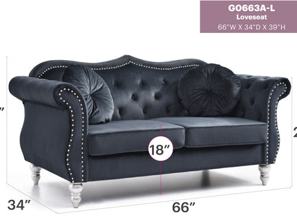 Stylish Flared Arm Loveseat