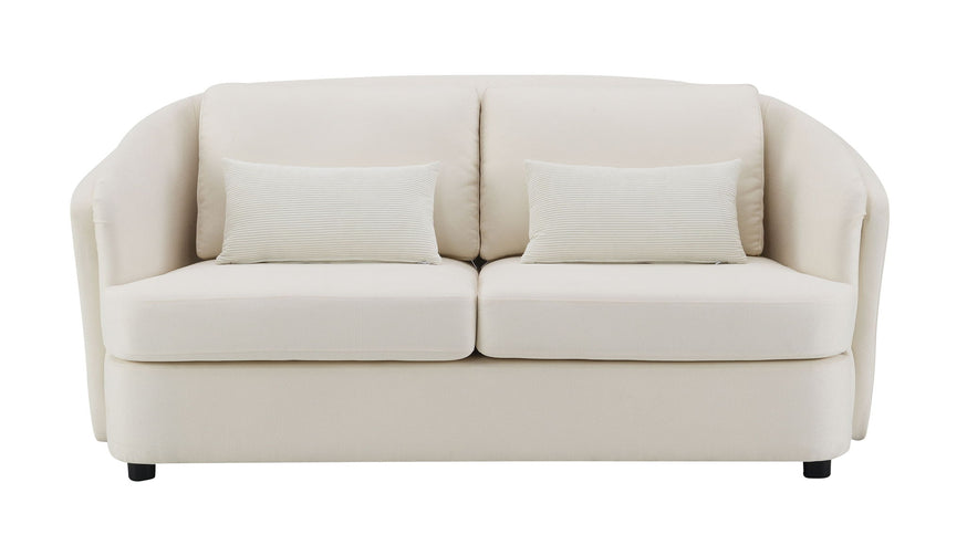 Mariko - Linen Loveseat With 2 Toss Pillows - Beige