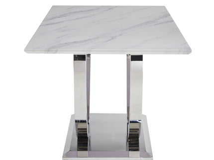 Rectangular Dining Table - Silver / White