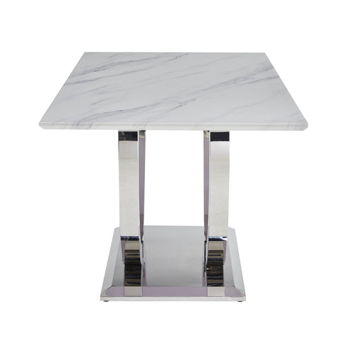 Rectangular Dining Table - Silver / White
