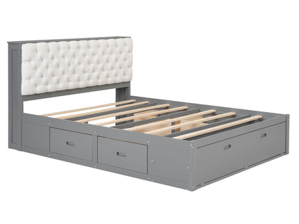 Platform Bed With Storage Headboard, Shoe Rack And 4 Drawers