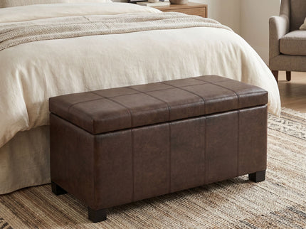 Dover - Storage Ottoman Bench - Distressed Brown
