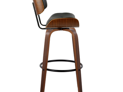 Lombardi - Mid-Century Modern Fixed Height Barstool With Swivel With Round Footrest (Set of 2)