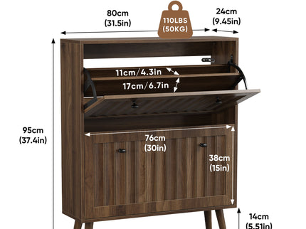 Shoe Cabinet, Storage Unit For Hallways - Walnut