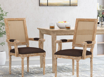 Upholstered Dining Chair With Cane Backrest