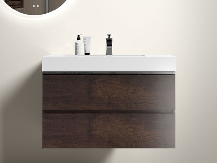 Alice - Bathroom Vanity Wall Mounted With Sink, Large Storage Floating Bathroom Vanity For Modern Bathroom, One-Piece Sink Basin Without Drain And Faucet