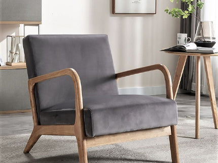 Classic Mid-Century Modern Accent Chairs, Open Framed Armchair With Cushioning
