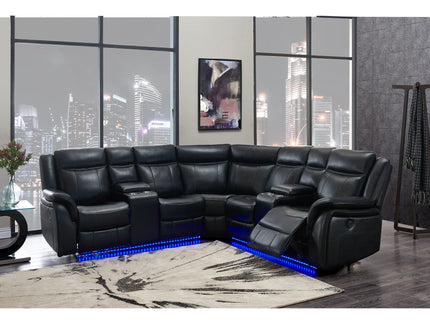 Jupiter - Leather Sectional - Black