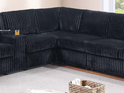 Modern Style L-Shape Sectional Set, USB Ports, Cup Holder