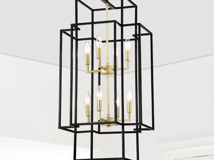 8 Light Lantern Chandelier Lighting, Entryway Chandeliers For High Ceilings, Chandeliers For Dining Room, Foyer, Entry, Staircase, Hallway, Height Adjustable (E12 Bulbs Not Included)
