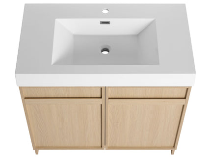 Freestanding Bathroom Vanity With Resin Sink & Soft Close Cabinet Doors