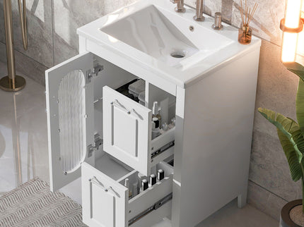 Modern Bathroom Vanity With Sink, Cabinet With 2 Drawers And Door, Adjustable Shelf