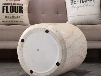 Tall Cylindrical Accent Coffee Table In - Beige / Yellow
