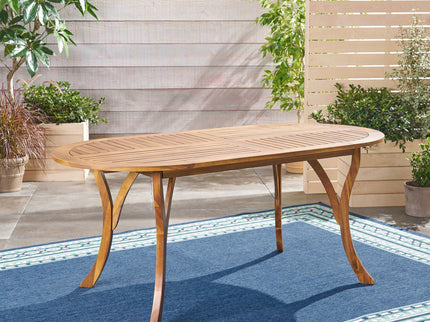 Outdoor Table With Smooth Lines, Slat Top