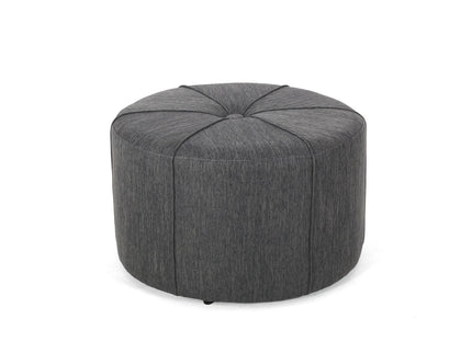 Contemporary Ottoman With Tonal Piping And Button Tuft Design