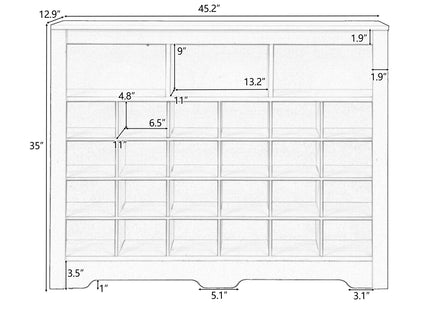 24 Shoe Cubby Console, Shoe Cabinet - White