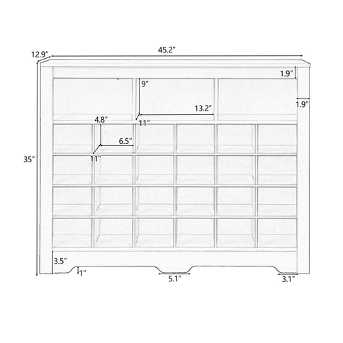 24 Shoe Cubby Console, Shoe Cabinet - White