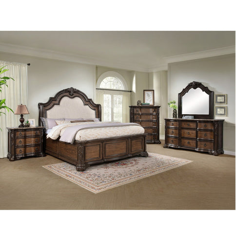 Traditional Style Upholstered Headboard Panel Bed