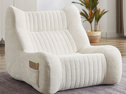 Bean Bag Chair For Adults, Lazy Floor Sofa Couch Memory Foam Bean Bag Sofas Chenille Fabric Reading Chair Comfortable Corner Lounge Sofa For Living Room - White