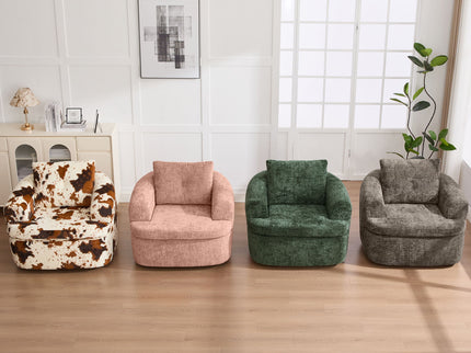 Modern Swivel Barrel Chair With Dual-Layer Cushion