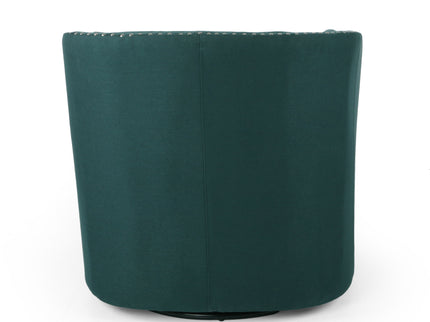 Modern Upholstered Swivel Club Chair With Nailhead Trim