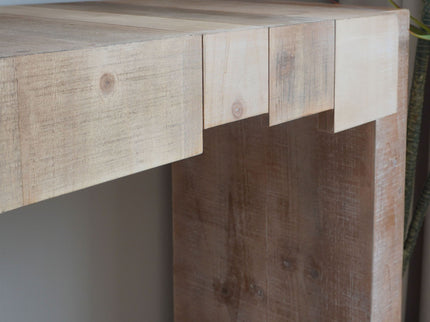 Modern Rustic Table With Sculpted Block Design
