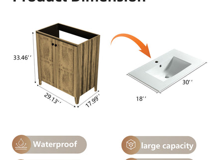 Folding Floor Cabinet With Ceramic Sink, Space Saving