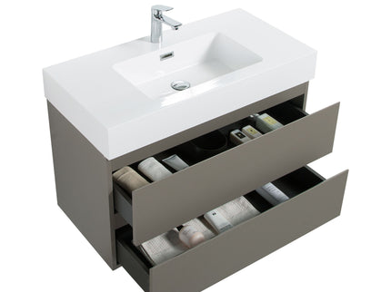 Alice - Bathroom Vanity With Sink, Large Storage Wall Mounted Floating Bathroom Vanity For Modern Bathroom, One-Piece Sink Basin Without Drain And Faucet
