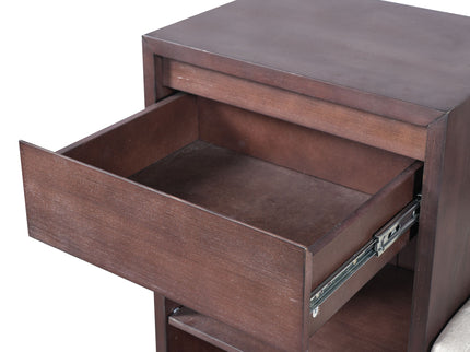 Entryway Storage Bench With Cushion, Drawers & Open Shelves