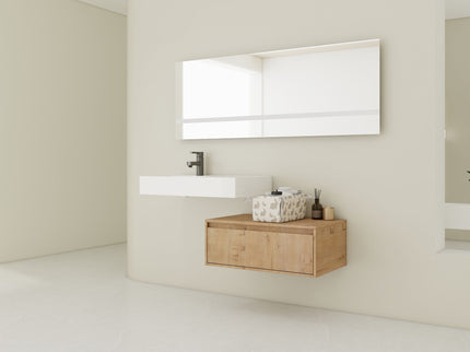 Modern Wall Mounted Bathroom Vanity With Resin Sink And Soft Close Drawer In Imitative - Imitative Oak