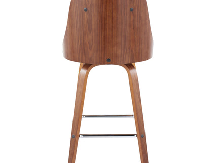 Gianna - Mid Century Modern Fixed Height Counter Stool With Swivel With Square Footrest (Set of 2)