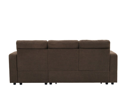 Convertible L - Shaped Sectional Sofa Bed With Storage Chaise, Cup Holders