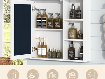 Wall Mounted Bathroom Medicine Cabinet With Mirror And Adjustable Storage With Soft Close Hinges