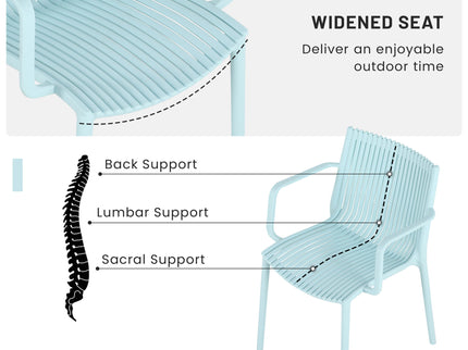 4 Piece Stackable Single Chairs With Vertical Stripe Design For All Weather