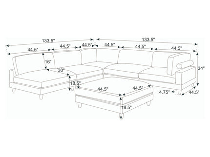 Modern Modular Sectional With Adjustable Back Support