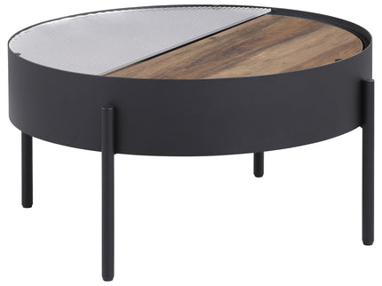 Rafael - 2 Piece Coffee Table Set With Sliding Storage - Tan / Black