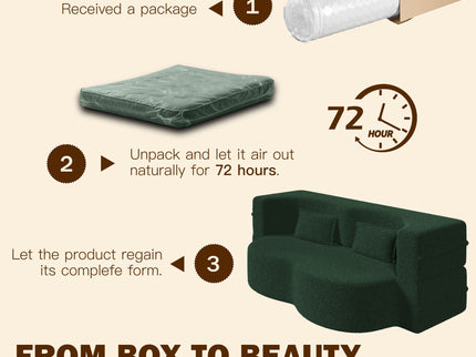 Modern Floor Sleeper Sofa Bed With 2 Pillows, Convertible Twin Size Folding Mattress For Living Room