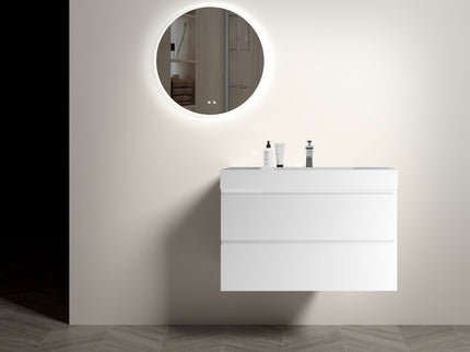 Alice - Bathroom Vanity With Large Storage, Sink Wall Mounted Floating Bathroom Vanity For Modern Bathroom, One-Piece Sink Basin Without Drain And Faucet