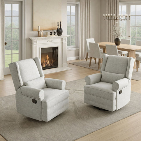 Extra Wide Swivel Recliner Glider Chair With Footrest